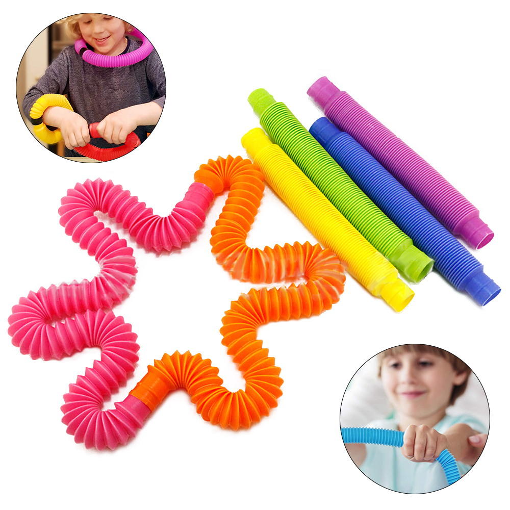 5pcs Fun Pull Pop And Fun Tubes For Kids Stretch Bend Buil Connect Toy ...