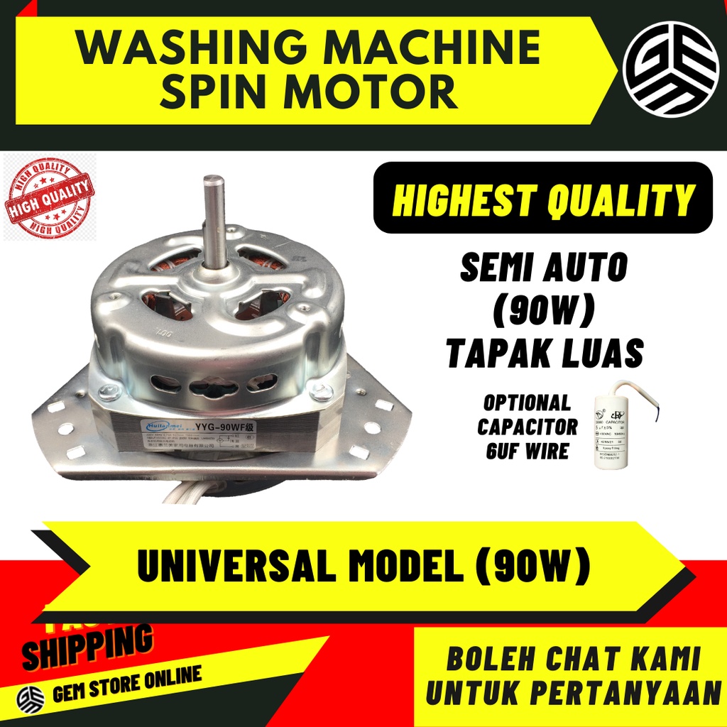 (HIGH QUALITY) WASHING MACHINE SEMI AUTO SPIN MOTOR TAPAK LUAS / MOTOR ...