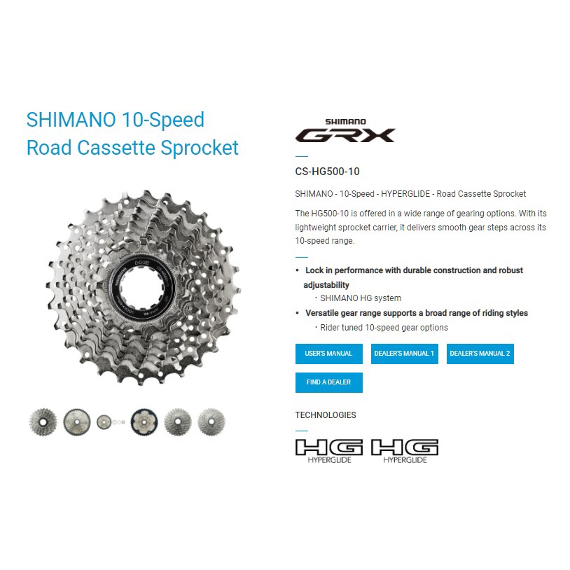 Cassette SHIMANO Tiagra CS-HG500-10 de 10 velocidades 11-32T
