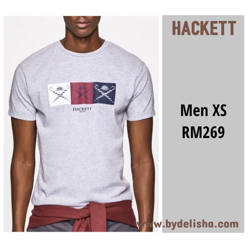 Hackett Men XS T shirt Grey Hackett Umbrella Logo Shopee Malaysia