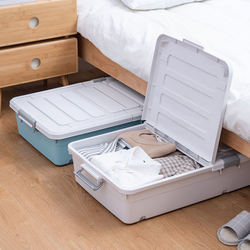 Bed bottom storage box Storage bins With wheels flat Extra large drawer ...