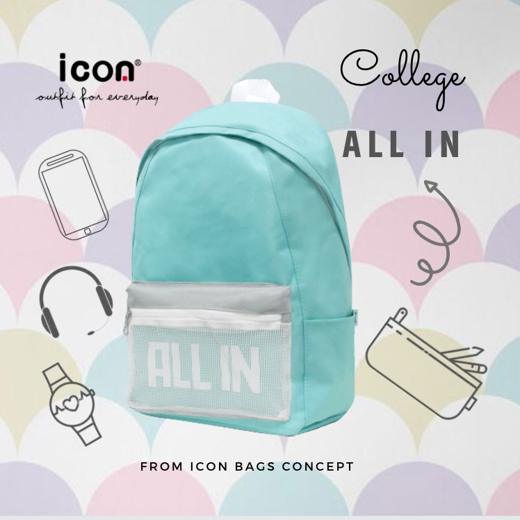 Icon All In College Series Fresh Simple Pure Color Large High School Student Backpack Shopee Malaysia