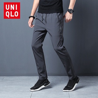 Uniqlo Men's Pants 2022 New Ice Silk Breathable Quick Dry Hundred Vertical  Dating Business Sports Pants Nine-point Pants