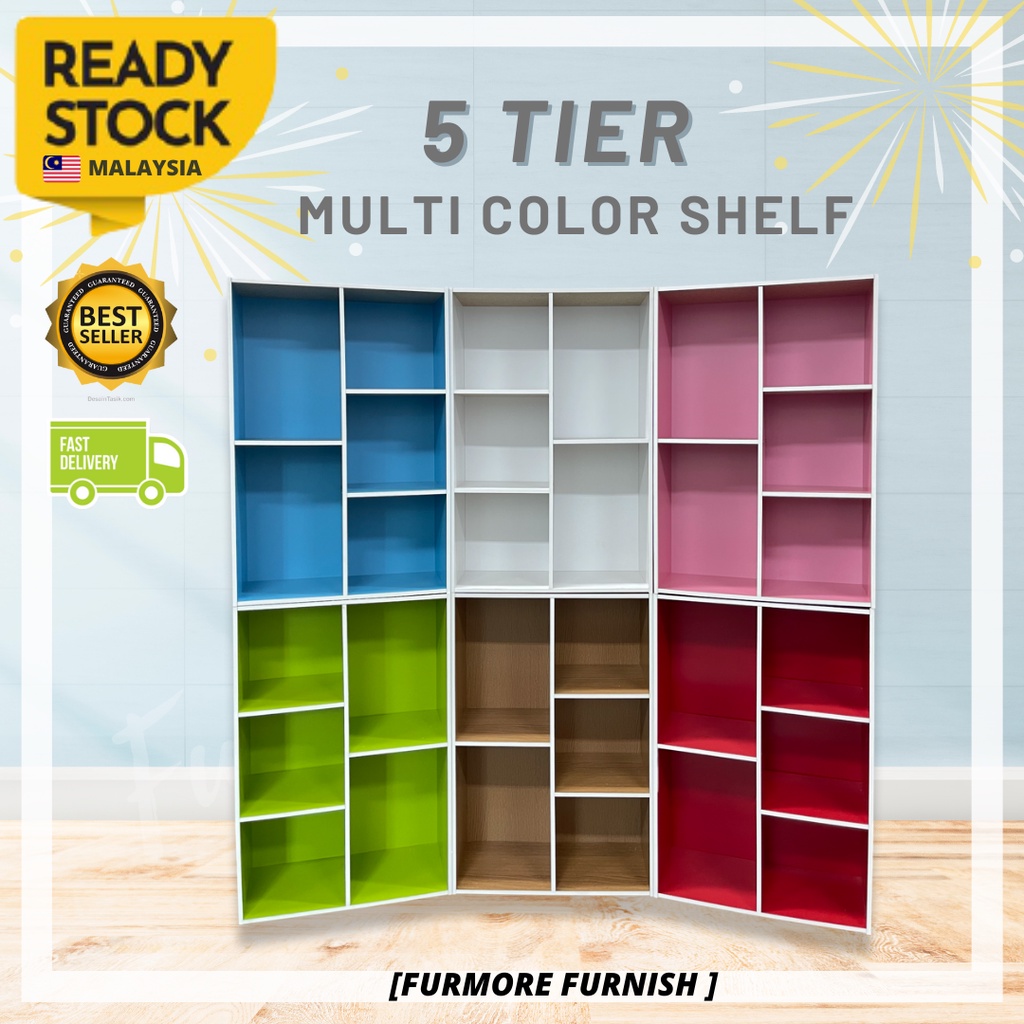 [Ready Stock] DIY 5 Tier High Quality Multipurpose Colorful Rack Book ...