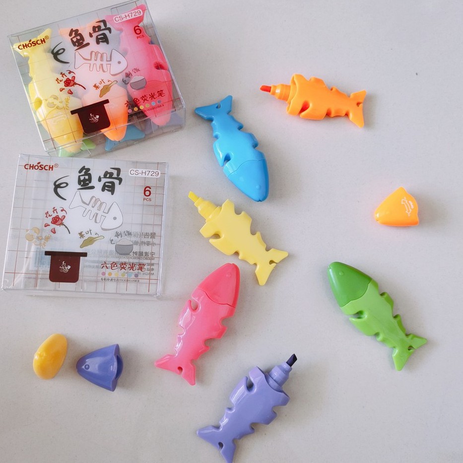 CS-H729A Fish Shape Mini Highlighter (6 Colours per Set) | Shopee Malaysia
