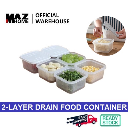 Refrigerator Fresh-Keeping Drain Sealed Food Container Ginger Garlic ...