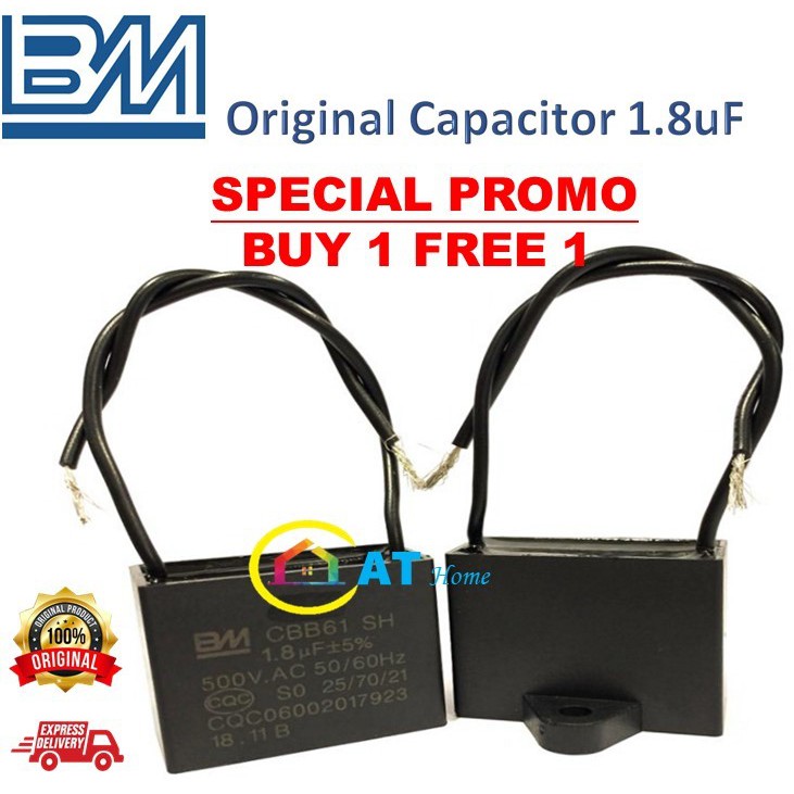 Capacitor Buy 1 FREE 1 BM Original AC 500V 1.8uF 50Hz CBB61 Table Fan