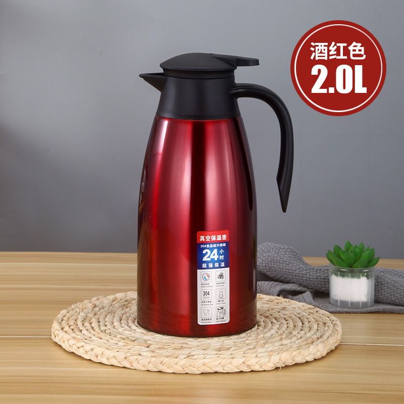 1.5L/2.0L New Smart Thermos Pot Red Glass Liner Thermos Bottle