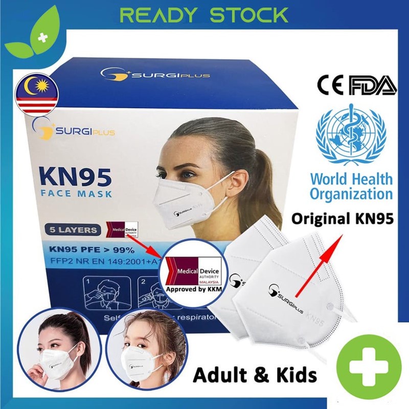 SurgiPlus KN95 Mask 5ply Child / Adult (20pcs/50pcs / Per Box) | Shopee ...