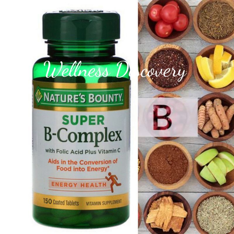 Nature's Bounty Super B-Complex With Folic Acid Plus Vitamin C, 150 ...