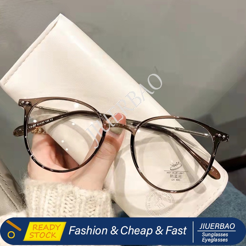 New Aesthetic Korean Glasses Round Metal Frame Eyeglasses Replaceable Lens Anti Radiation 8108