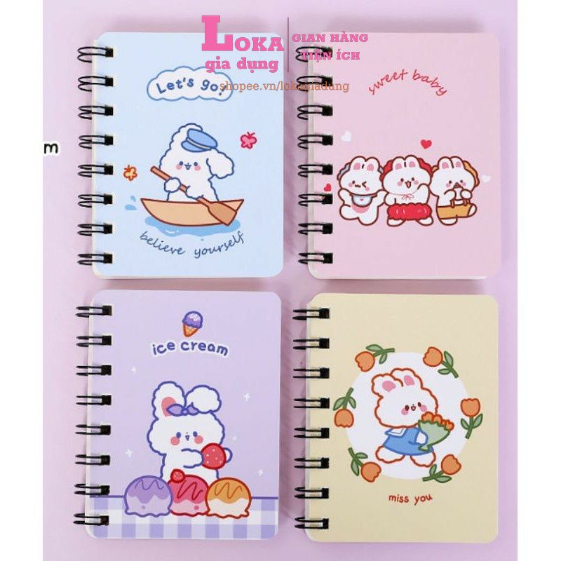 XO Loka 158: Spring mini Notebook, Cute Cartoon Twisted Nape Notebook ...