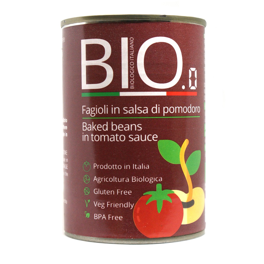 Bio.0 Organic Baked Beans in Tomato Sauce Can 400gm bean, gluten free