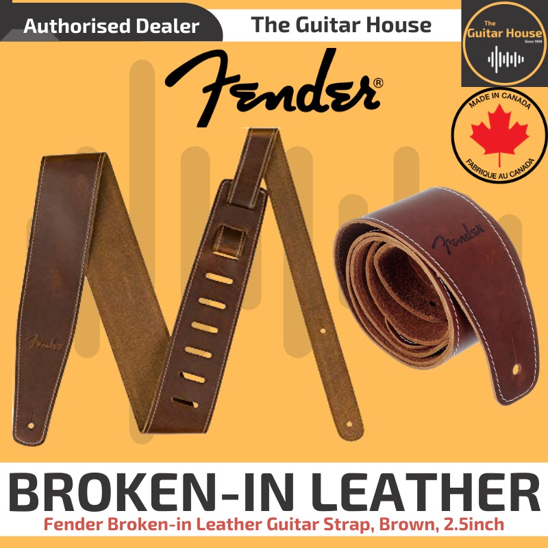 Fender Brokenin Leather Guitar Strap, Brown, 2.5inch (Made In Canada