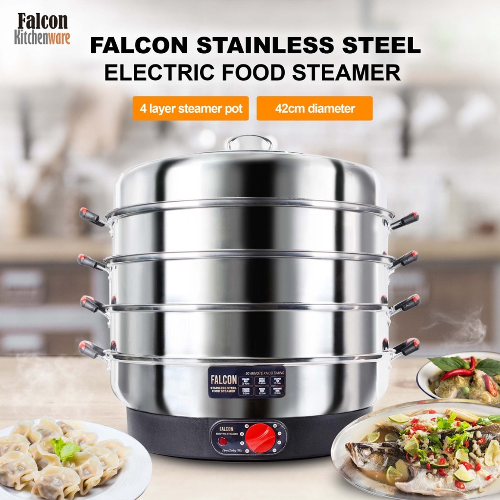 Falcon Kitchenware Electric Steamer 4 Layer 1 Minute Boiling, Stainless ...