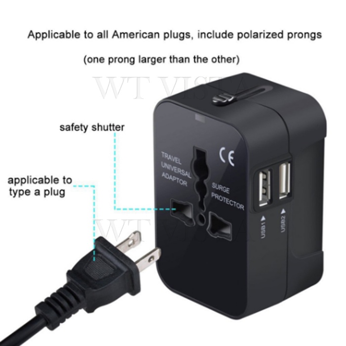 All in One International Universal Travel Adapter With 2 USB Charging ...