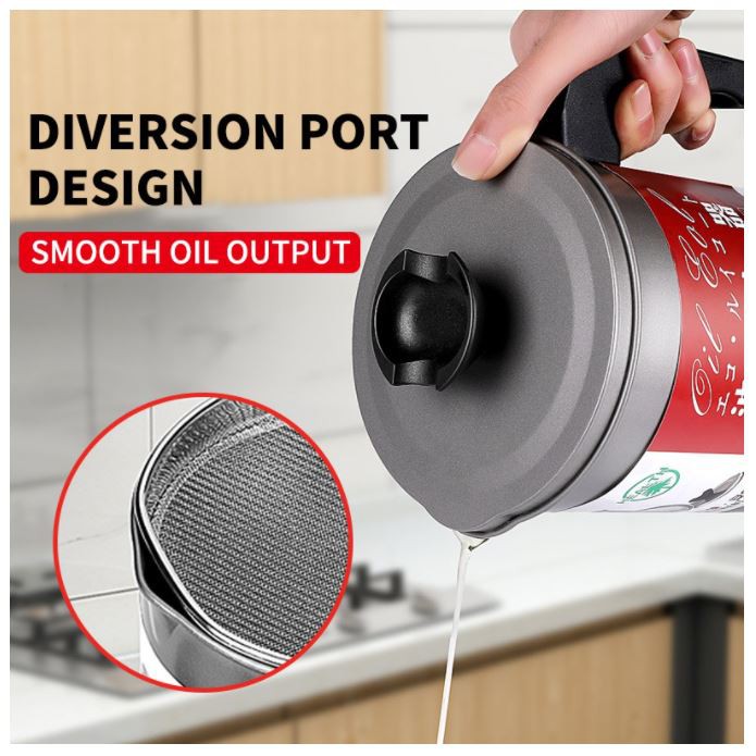 Cooking Oil Storage Grease Keeper Oil Strainer Container Pot with