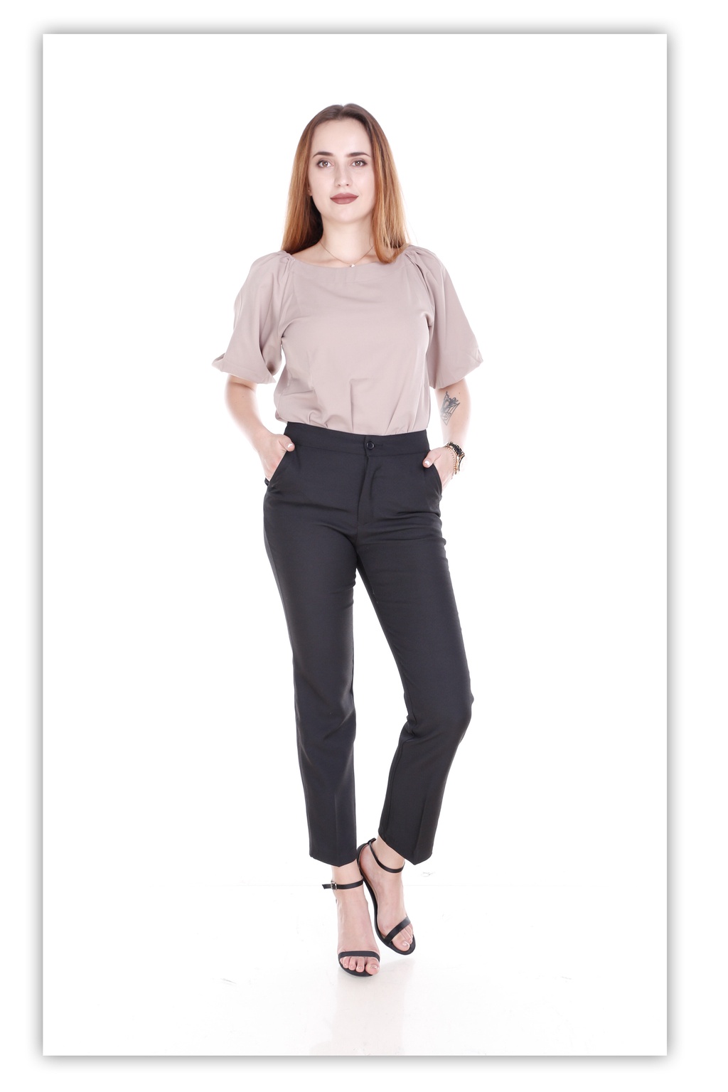 US Ladies Women Plain Weave Straight Cut Slack Work Long Pant - Black ...