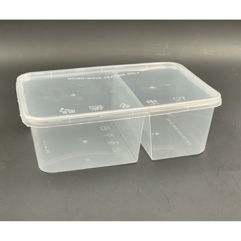 750 DS Rectangular Two ( 2 ) Compartment (25pcs) Plastic Disposable ...