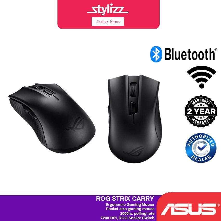 ASUS P508 ROG STRIX CARRY GAMING MOUSE WIRELESS 2.4GHz / BLUETOOTH ...