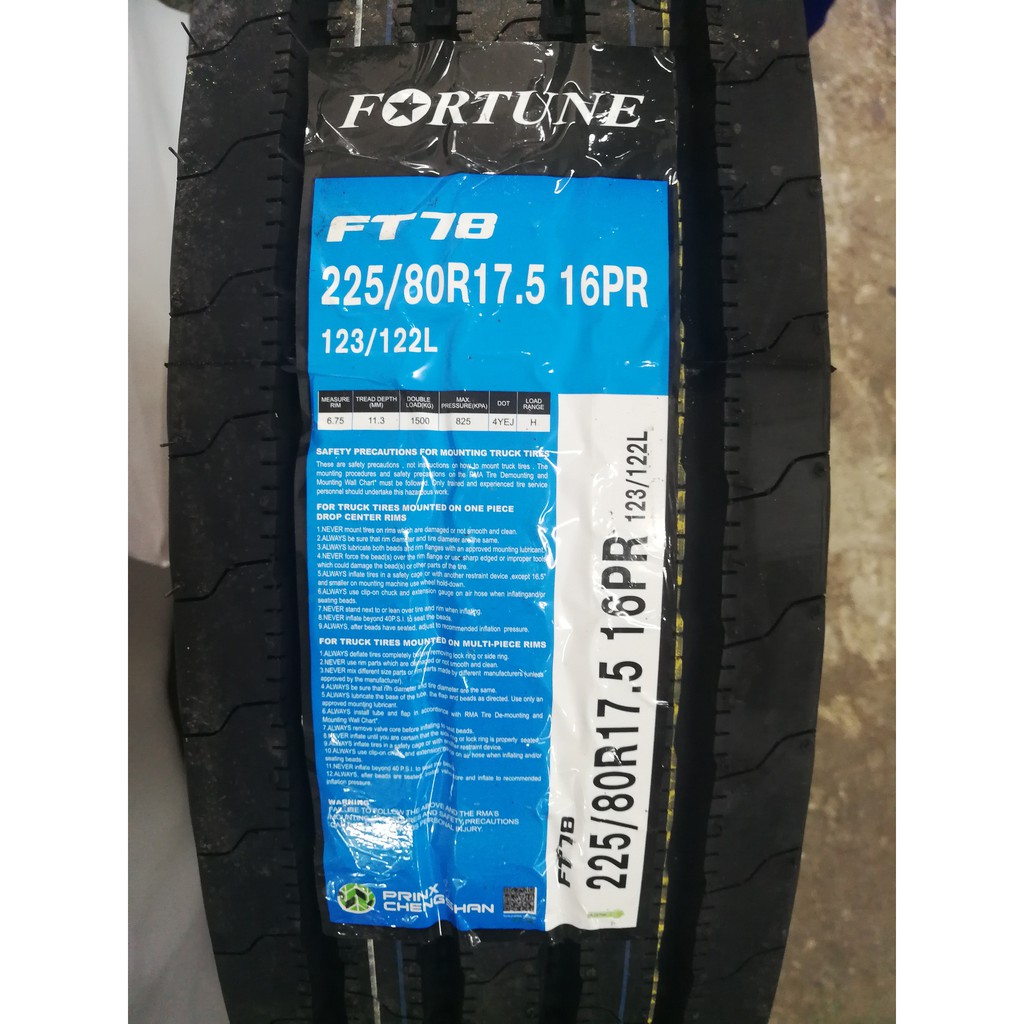 Tayar lori 3ton / 5ton FORTUNE FT78 225/80R17.5 Tubeless Tires