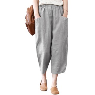 READY STOCKS】 9 Color New Fashion Women Trousers Female Cotton Loose Casual  Pants Plus Size Linen Long Trousers