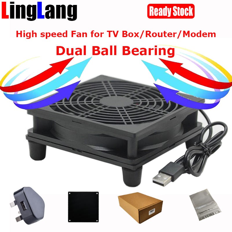 TV Box Fan Cooler Router fan Cooling Quiet High Speed DC 5V USB 12*12*5.5cm Dual Ball Bearings
