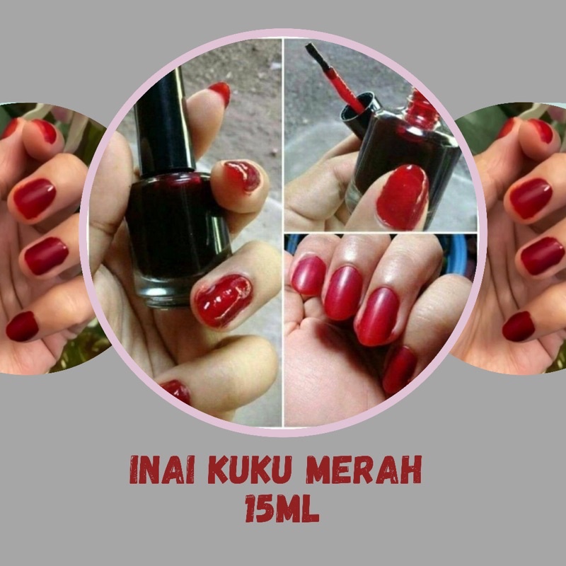 Inai Kuku Halal Pekat Merah 15ml Kuku Lawa Inai Botol | Shopee Malaysia