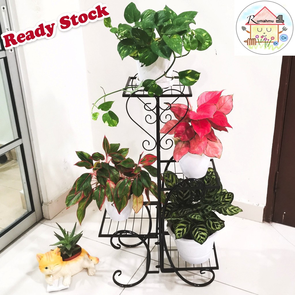 4 Tier Metal Pot Stand/Garden Iron Flower MultiLayer Pot Stand/Rak