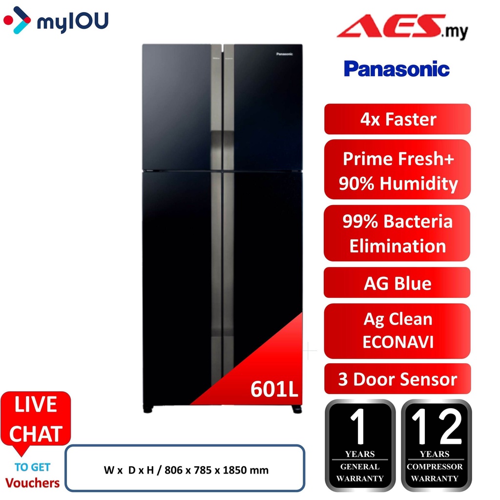 PANASONIC NR-DZ601VGKM 601L PRIME FRESH+ BLUE AG JUMBO FREEZER ECONAVI ...