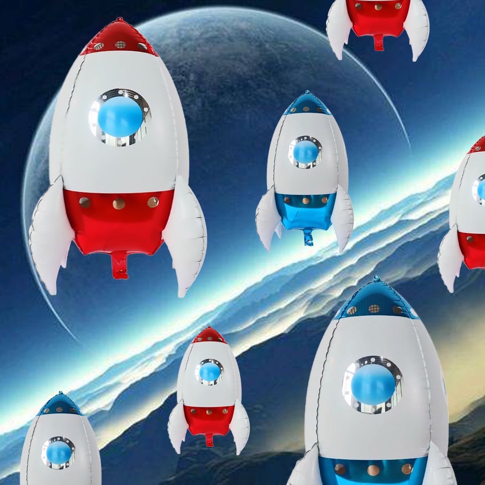 1pc 4D Rocket Astronaut Helium Balloon UFO Outer Space Foil Balloon ...