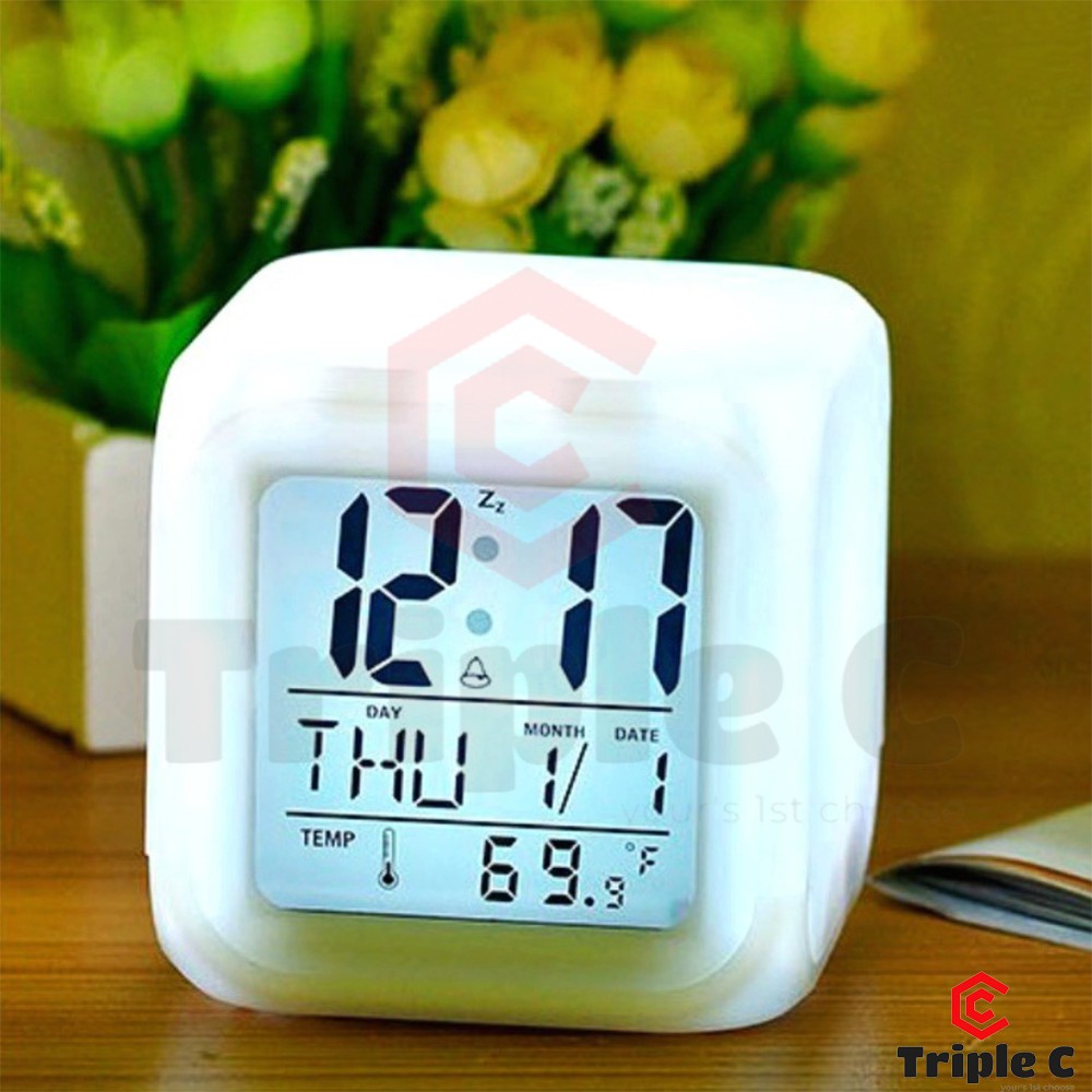 [Triple C] Mini Square Digital LED Clock v 7 Colours Light Effect ...