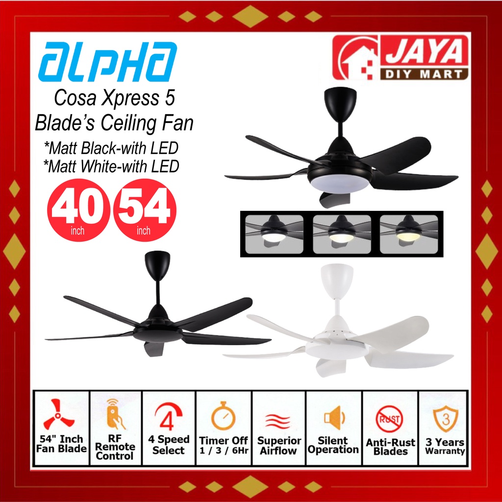 ALPHA COSA XPRESS 40 Inch 54 Inch 5 BLADE CEILING FAN 40IN WITH LED