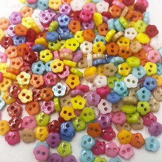 100 Pcs Tiny Buttons small Buttons 2 Holes Size 6mm Mix colors