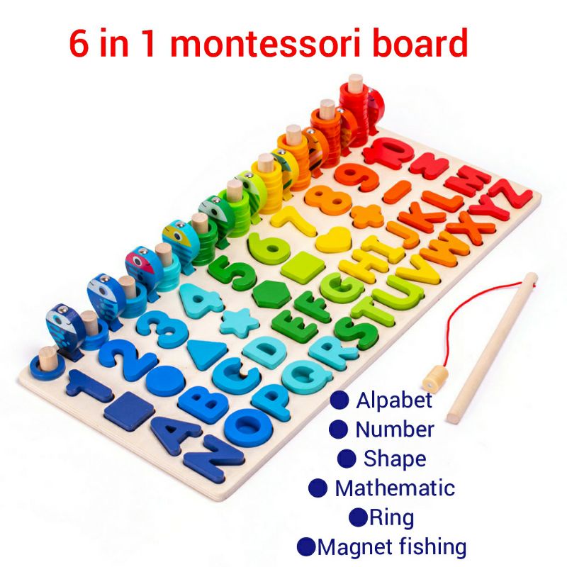 Wooden montessori board Puzzle clock Alphabet & Letter kids Early ...