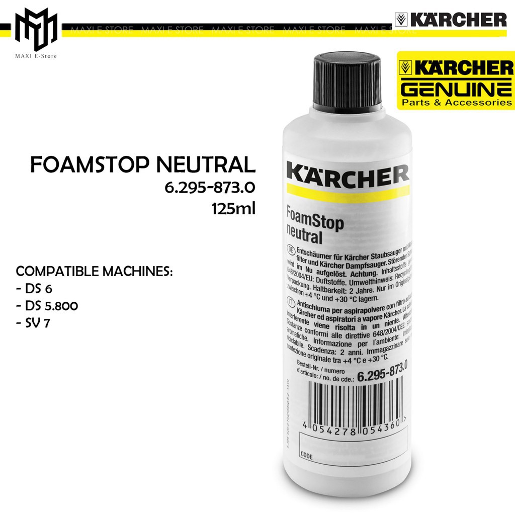 Kärcher FoamStop Neutral 125 Ml – Entschäumer Für Wasserfilter Und Dampfsauger