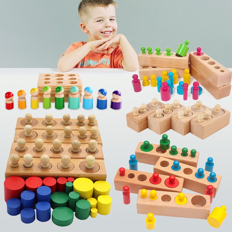 Montessori Cylinder Socket Puzzles Toy Baby Development Practice And ...