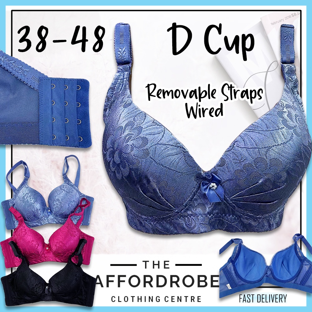 38D-48D Big Plus Size Bra Full Cup D Smooth Wired Strap No Padding/Baju  Dalam Coli Wanita Bra Dawai Lembut Saiz Besar