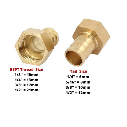 6mm Tube to M10x1 Thread Female Elbow - Brass Push in Fitting