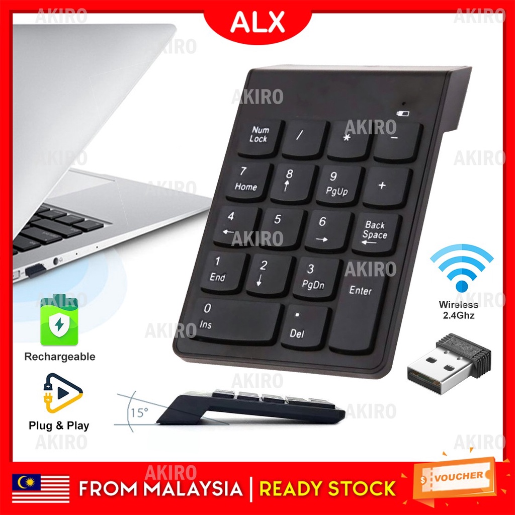 ALX Wireless 2.4G 18 Keys Number Keypad Number Keyboard USB Receiver ...