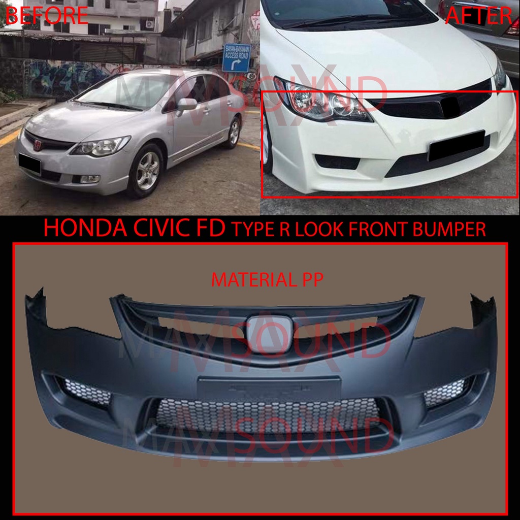 Honda Civic Fd Fd Fd Type R Look Front Bumper Side Skirt