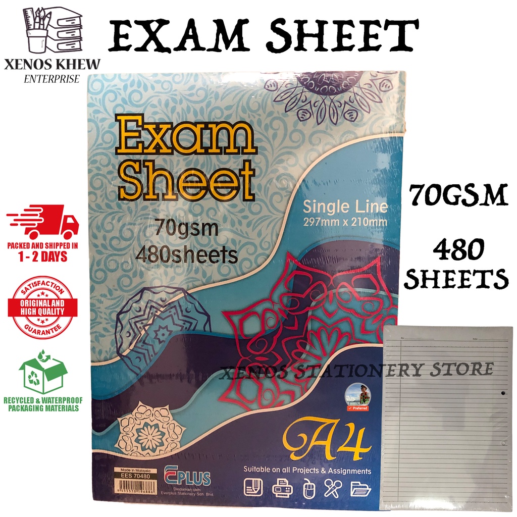 Foolscap Paper A4 70gsm 480sheets Test Pad Test Sheet Exam Pad Foolscap Paper Ruled 5761