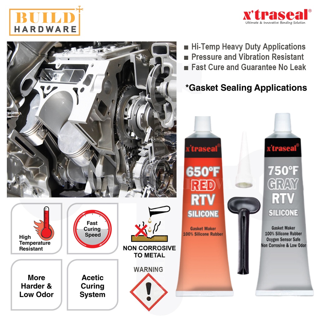 X'TRASEAL 85GM/40GM 650°F Red 750°F Gray Clear RTV Silicone Sealant x ...