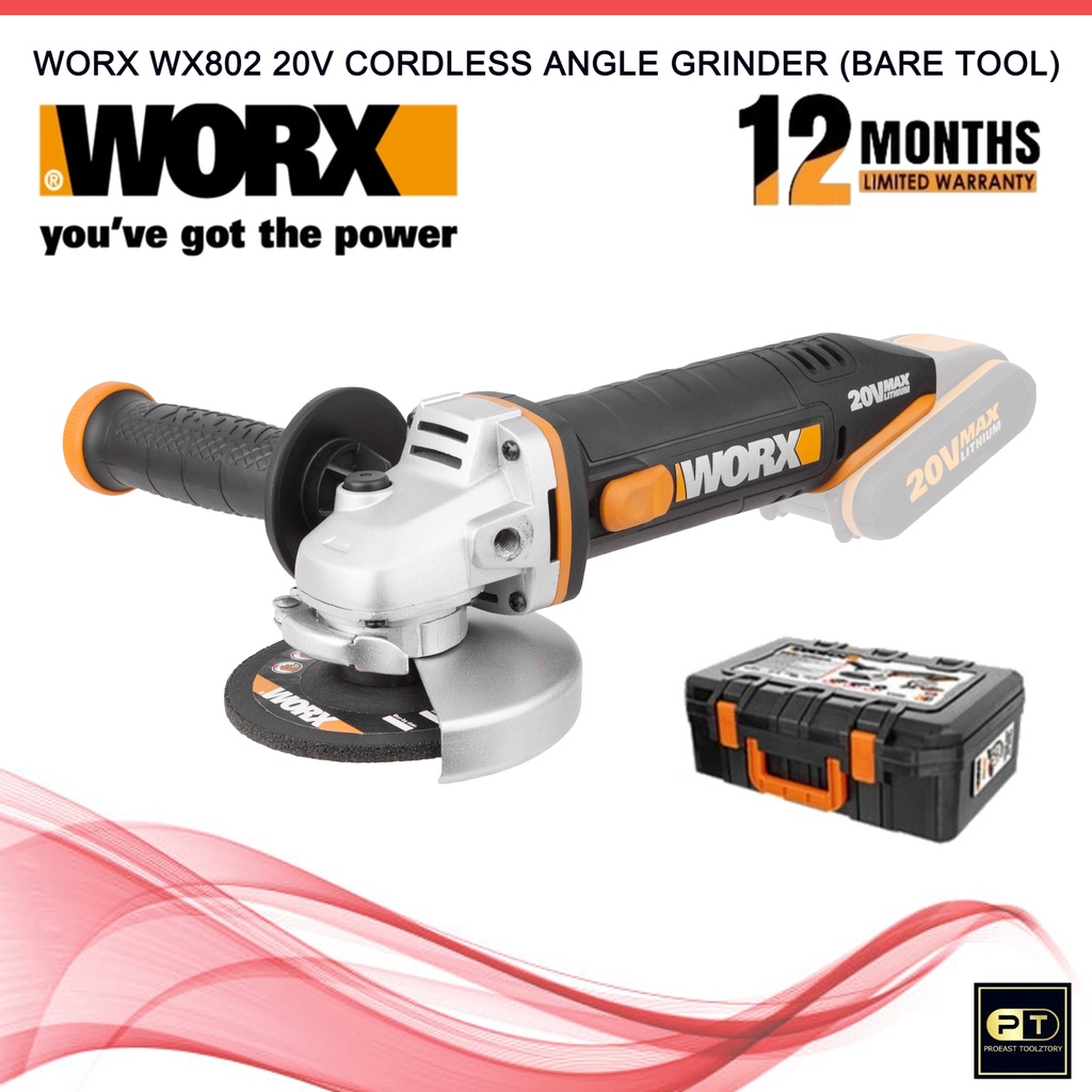 WORX WX802 Cordless Angle Grinder 20v Battery Grinder (Bare Tool ...