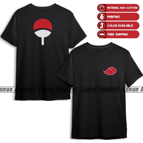 🔥 Baju AKATSUKI UCHIHA CLAN Short Sleeve Roundneck T Shirt Cartoon ...