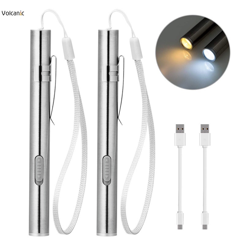 Portable White/Yellow Light USB Rechargeable Medical Pen Light Mini ...