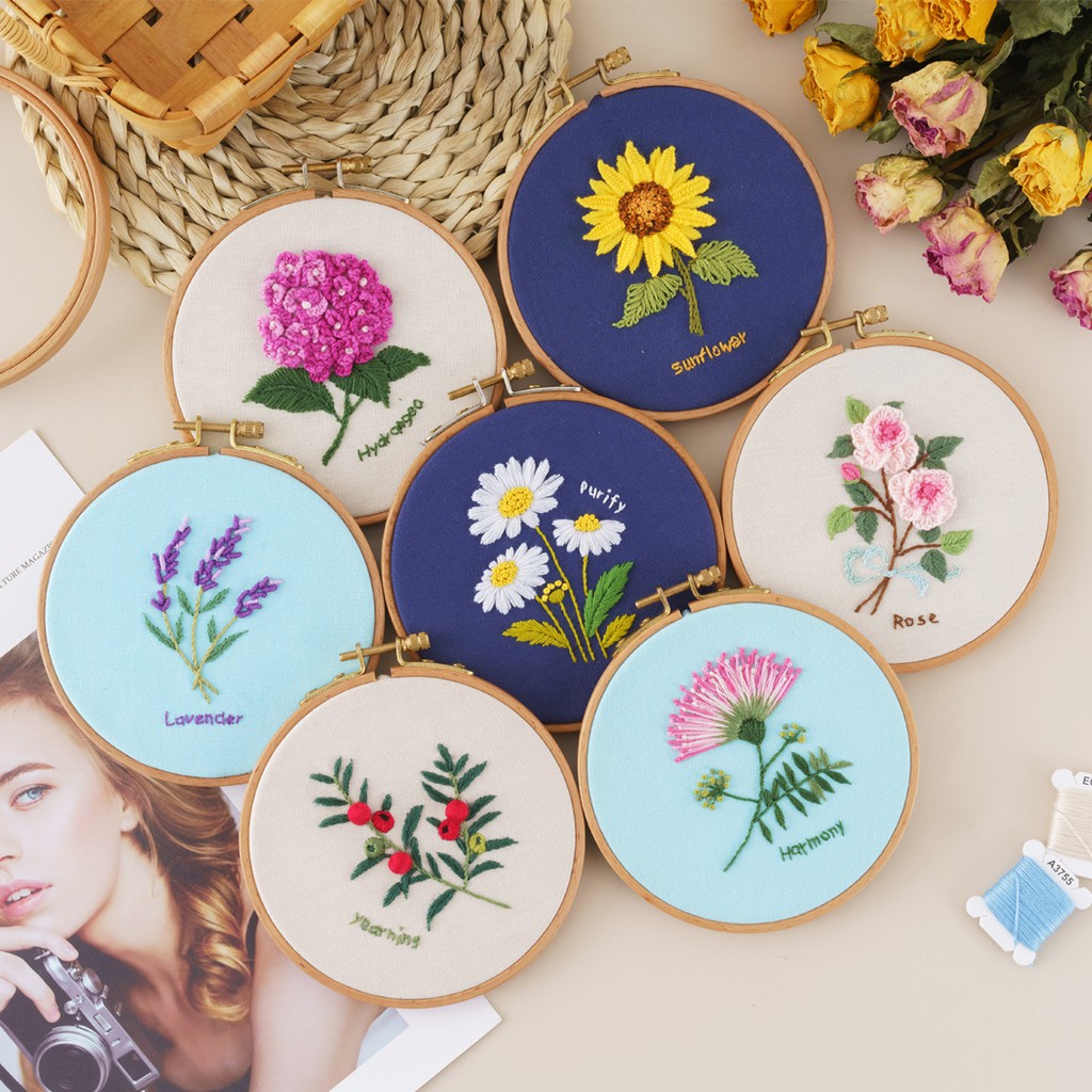 **READY STOCK** Embroidery Kit Set for Beginner Flower /DIY Handicraft
