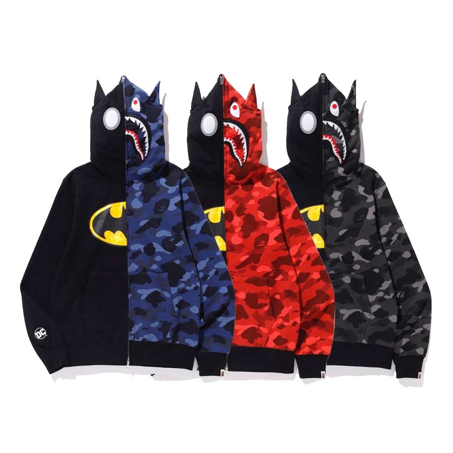 BAPE X DC Joint Stitching Camouflage Batman Zipper Sweater