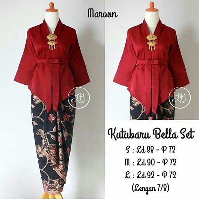 One Set of Polararu bella Kebaya Suit - Maroon. | Shopee Malaysia