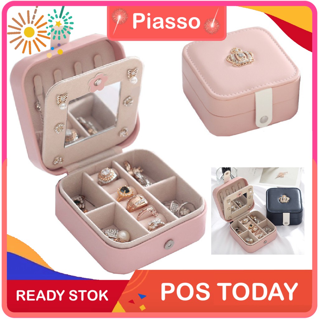 READY STOK 🔥PIASSO Double Layer Jewelry Storage Box Princess Crown ...